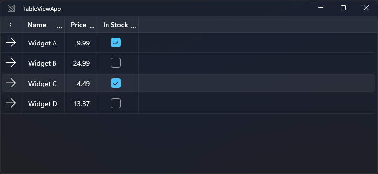 Custom row header with icon