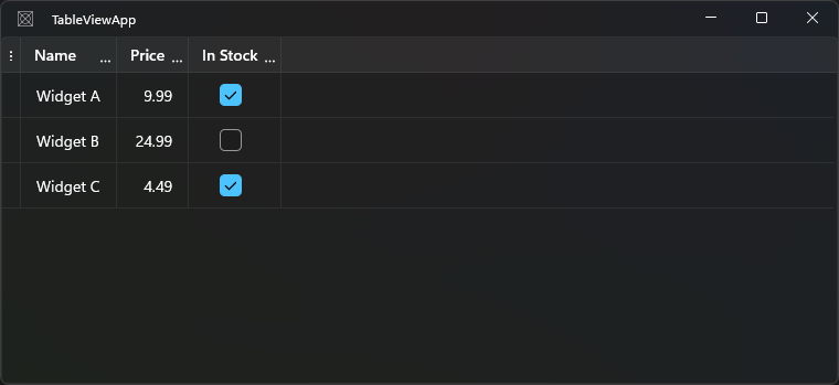 WinUI.TableView overview